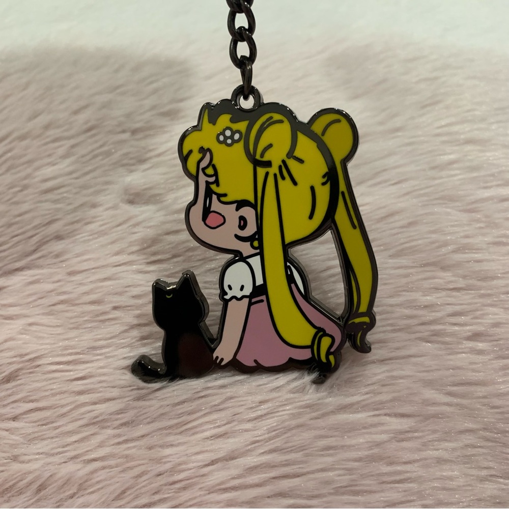 Sailor Moon Keychain with Black Cat
